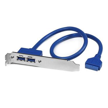 StarTech.com 2 Port USB 3.0 A Female Slot Plate Adapter - USB 3.0 motherboard Adapter - USB 3 plate - USB 3.0 header Adapter (USB3SPLATE) - USB-panel - USB Type A til 20-pins IDC - 50 cm