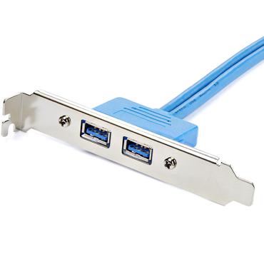 StarTech.com 2 Port USB 3.0 A Female Slot Plate Adapter - USB 3.0 motherboard Adapter - USB 3 plate - USB 3.0 header Adapter (USB3SPLATE) - USB-panel - USB Type A til 20-pins IDC - 50 cm