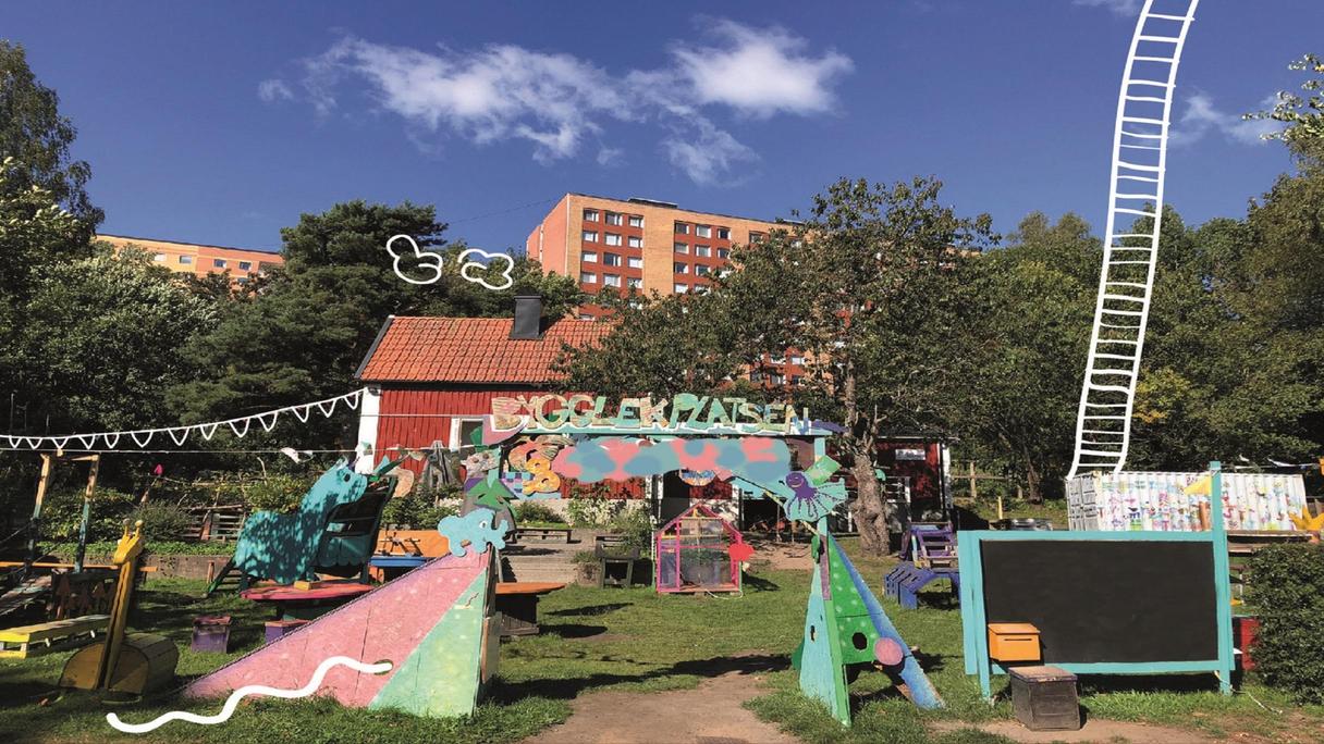 En park med en skylt där det står bygglekplatsen