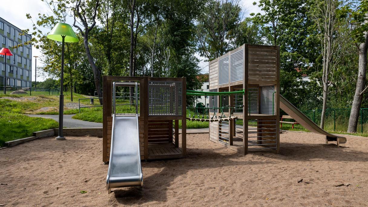 Del av förskolans lekplats