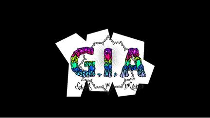 En svart färgplatta med märket för GIA i regnbågsfärger