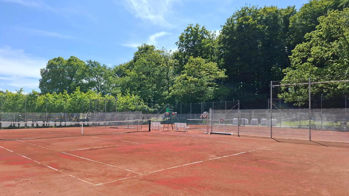 Två tennisbanor vid entréparken