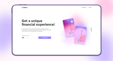 Colorful website Hero section for financial saas. Gradient landing page design.