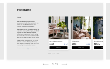 Minimalist slider web block for eCommerce web portal
