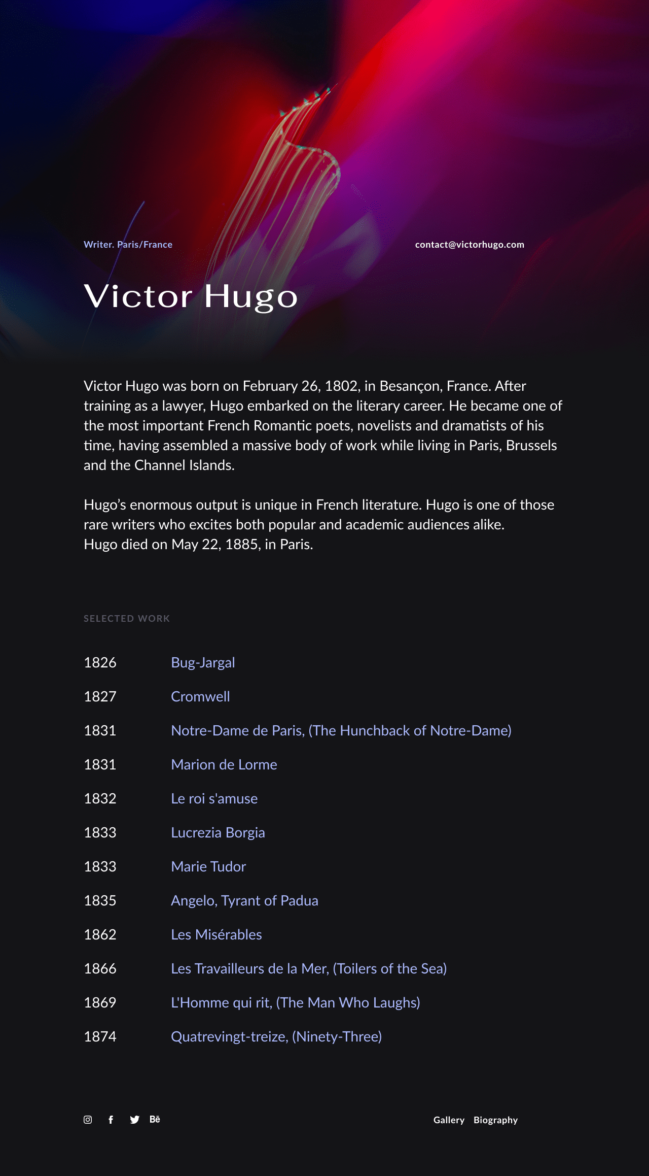 Portfolio Victor Hugo Landing page