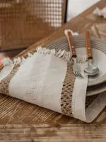 Bohemia Table Runner for Home Decor with Tassels, Dining Table Runner with Beige Macrame