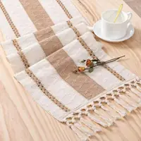 Bohemian Beige Macrame Table Runner with Fringe Tassels for Dining & Home Decor