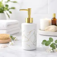 White Gold Marble Soap Dispenser - Refillable Ceramic Lotion Bottle