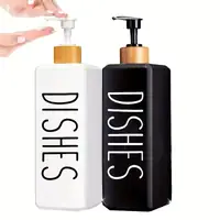 Minimalist Liquid Soap Dispenser Duo - Hands & Dishes Refillable Bottles with Bamboo Tray