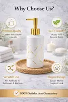 White Gold Marble Soap Dispenser - Refillable Ceramic Lotion Bottle