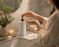 White Gold Marble Soap Dispenser - Refillable Ceramic Lotion Bottle