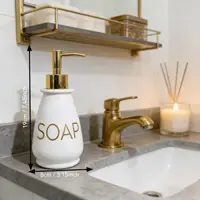 Modern Matte Ceramic Liquid Soap Dispenser with Gold Metal Pump