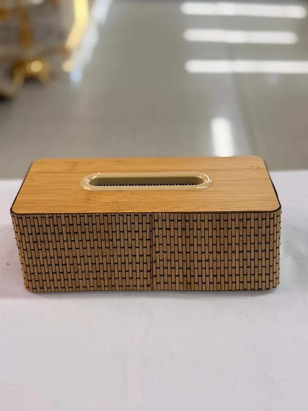 Woven Wooden Serviette & Tissue Box Cover - Natural Bamboo Holder