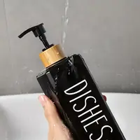 Minimalist Liquid Soap Dispenser Duo - Hands & Dishes Refillable Bottles with Bamboo Tray