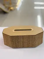 Woven Wooden Serviette & Tissue Box Cover - Natural Bamboo Holder
