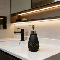 Modern Matte Ceramic Liquid Soap Dispenser with Gold Metal Pump