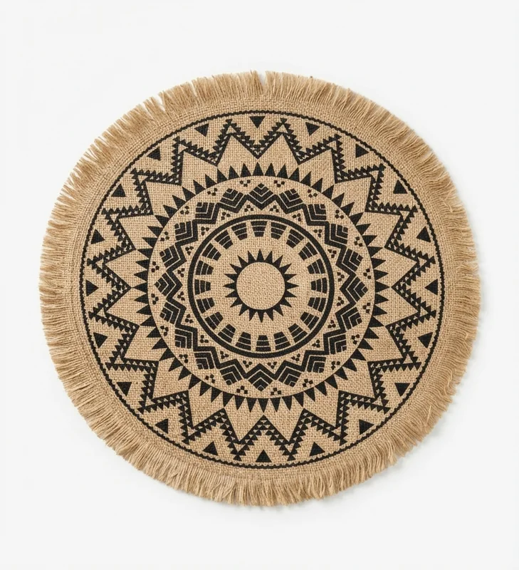 Hemp Mandalan Table Mat - Medium Black