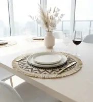 Hemp Mandalan Table Mat - Medium Black