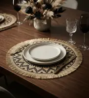 Hemp Mandalan Table Mat - Medium Black