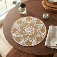Boho Mandala Printed Round Placemat - Bean print