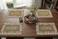 Lace Elegance PVC Placemat - Plain White With Text