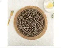 Hemp Mandalan Table Mat - Full Black