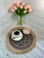Hemp Mandalan Table Mat - Full Black