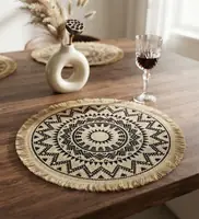 Hemp Mandalan Table Mat - Medium Black