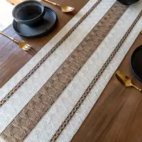 Bohemian Beige Macrame Table Runner with Fringe Tassels for Dining & Home Decor