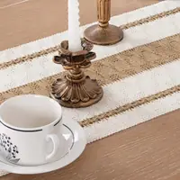 Bohemian Beige Macrame Table Runner with Fringe Tassels for Dining & Home Decor