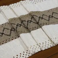Boho Cream Brown & Black Hexagonal Grid Macrame Table Runner