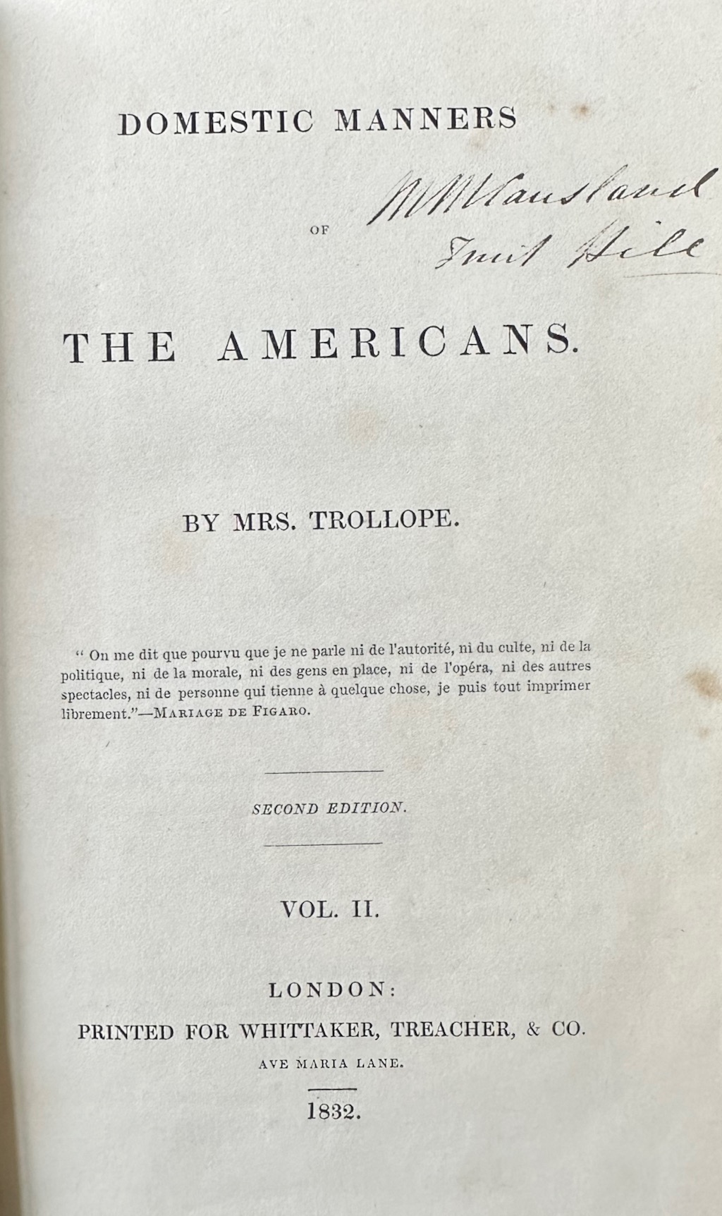 Domestic Manners of the Americans