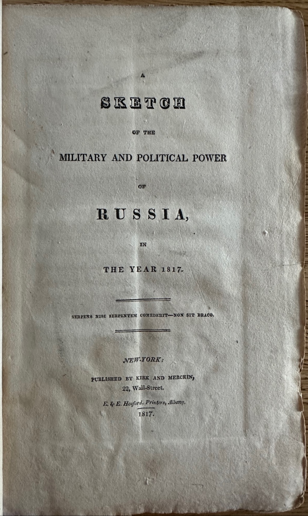 A Sketch of the Military and Political Power of Russia in the Year 1817