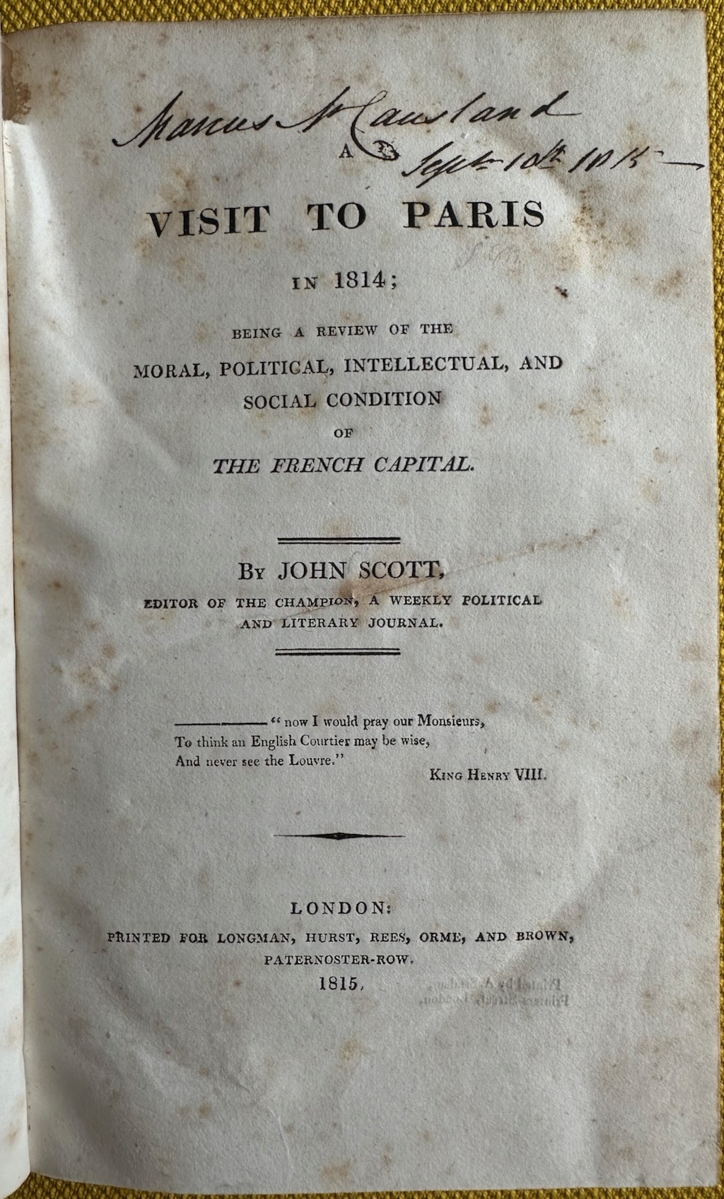 A Visit to Paris in 1814