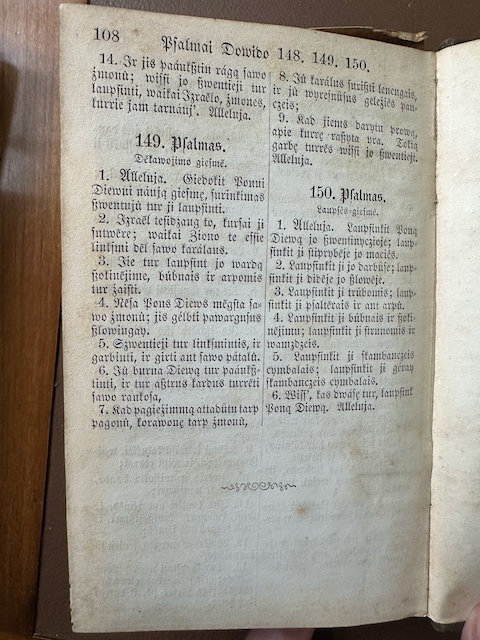 Naujas Testamentas músû Wieszpatiês ir Iszganytojo Jēzaus Kristaus, į lietuwiszkąję kalbą iszwerstas; Psalmai Dowido į lietuwiszkąję kalbą iszwersti