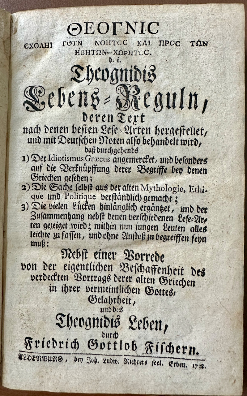 Theognidis Lebens-Reguln