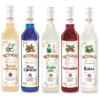 Zestaw 5 syropów Blue Curacao, Grenadina, Cukrowy, Kokos, Mojito Mint 490 ml x 5