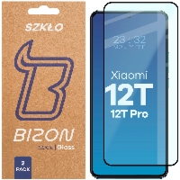 Szkło hartowane Bizon Glass Edge Duo do Xiaomi 12T / 12T Pro, czarna ramka, 2 sztuki