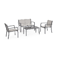 Zestaw sofa 2 fotele i stolik FLORIDA szary stalowy Bizzotto