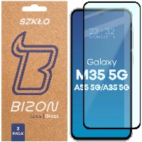 Szkło hartowane Bizon Glass Edge Duo do Galaxy M35 5G / A35 5G / A55 5G, czarna ramka, 2 sztuki