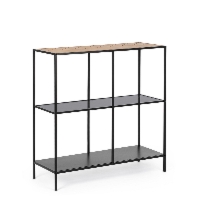 Konsola Haldor czarna natural 82x33x85h stal MDF szkło hartowane Bizzotto