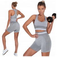 Komplet na siłownię sportowy top i szorty kolarki strój do ćwiczeń fitness