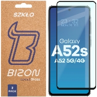 Szkło hartowane Bizon Glass Edge Duo do Galaxy A52s / A52 4G/5G, czarna ramka, 2 sztuki