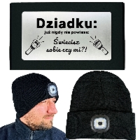 Świecąca Czapka LED z grawerem dla Dziadka - Prezent dla Dziadka na Dzień Babci i Dziadka Świeta Urodziny