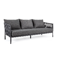 Sofa ogrodowa 3-os FLORENCIA antracytowa 220x85 aluminiowa z liną tetoronową Bizzotto
