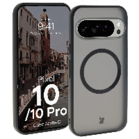 Etui z pierścieniem magnetycznym Bizon Case MatteO do Pixel 10 / 10 Pro, przydymione-czarne