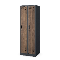 Szafka pracownicza dwukomorowa antracytowa / orzech: Eco Design KACPER II, 600 x 1800 x 500 mm 