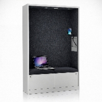 Kabina akustyczna biurowa z siedziskiem i portem USB-C korpus szary / siedzisko ciemnoszary, 1150 mm: SALLY MentalBox
