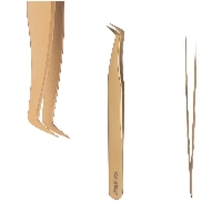 Aba Group Pęseta do rzęs Volume - zakrzywiona złota 11cm (AD-3035)