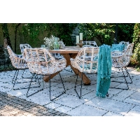 Komplet mebli ogrodowych BORDEAUX I 8 os. Vimine naturalny drewno teak - rattan